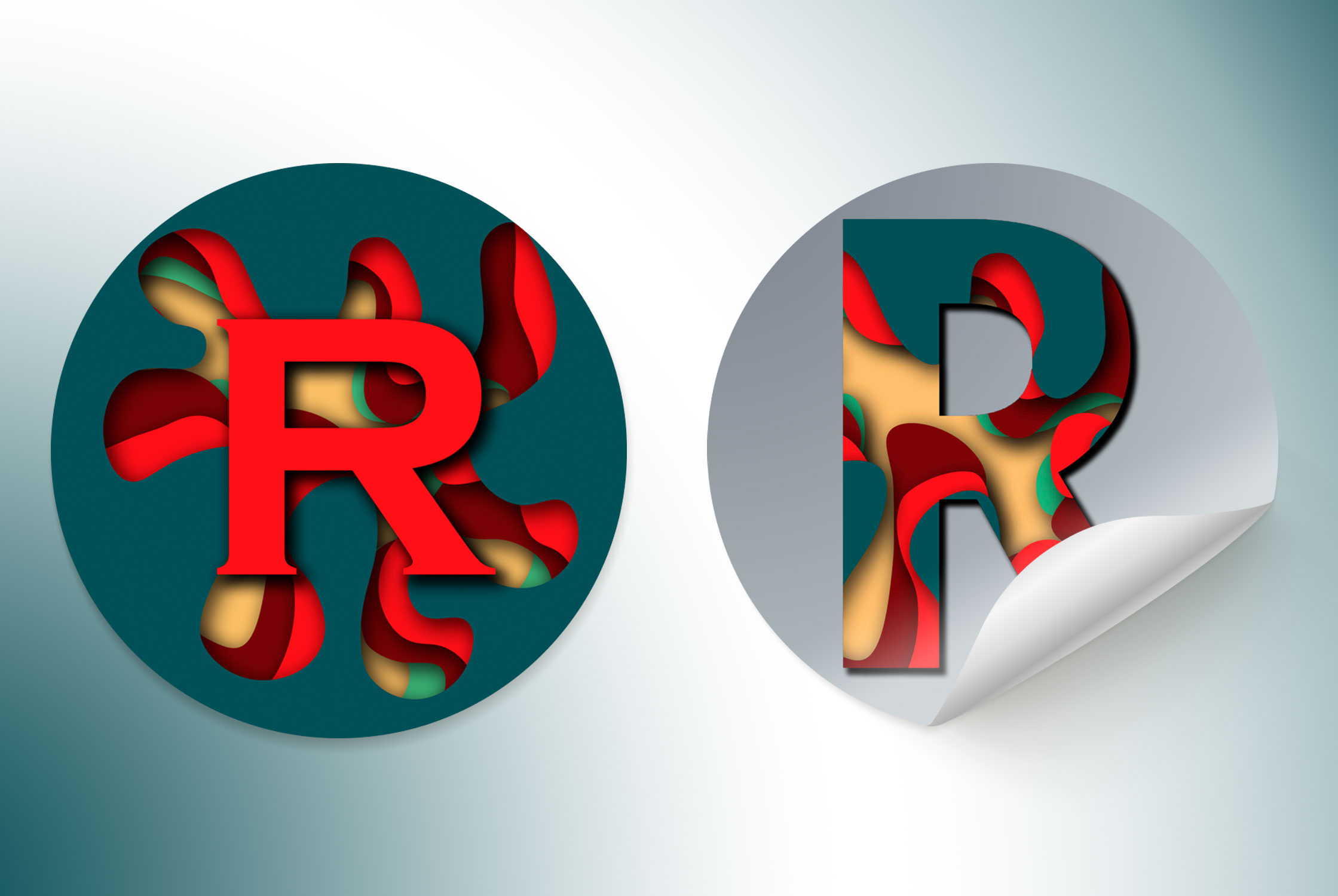 Photoshop curvature pen tool paper cutouts 